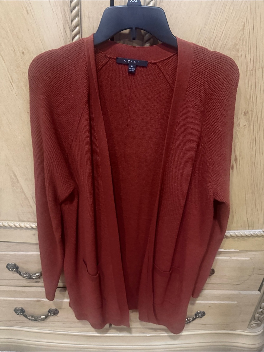 Cyrus Open-Front Cardigan Sweater - Rust Brown